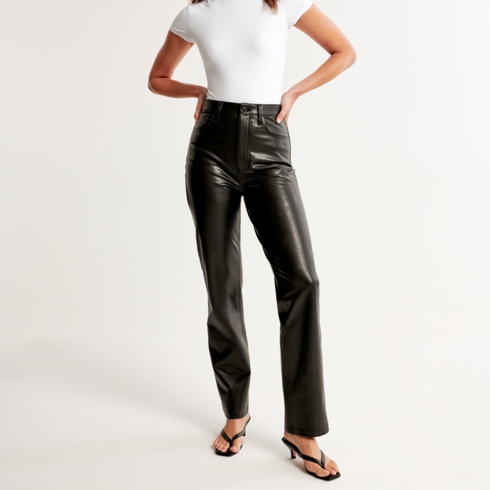 Abercrombie & Fitch Black Faux Leather Pants Curve Love
